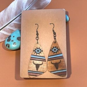 Tribal Pattern Wooden Earrings